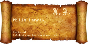 Milis Henrik névjegykártya